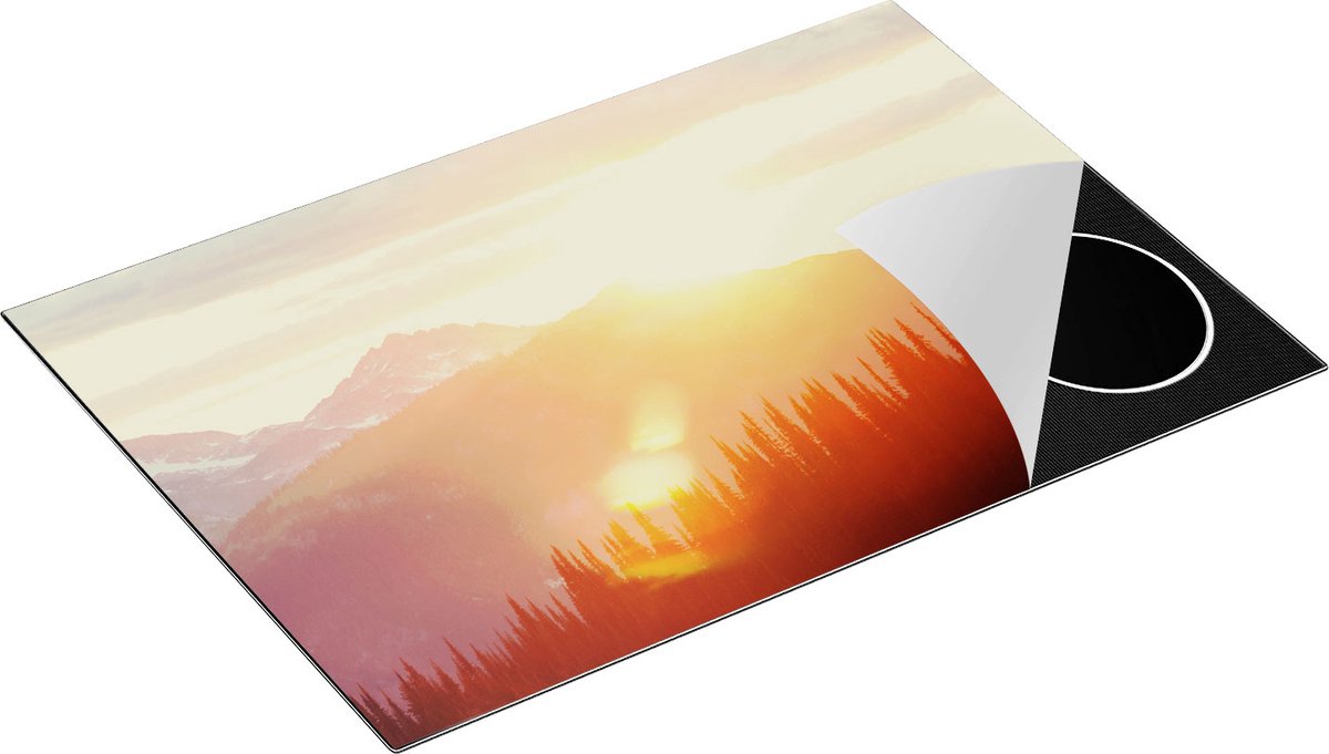 Chefcare Inductie Beschermer Zonsondergang in het Bos - 75x52 cm - Afdekplaat Inductie - Kookplaat Beschermer - Inductie Mat