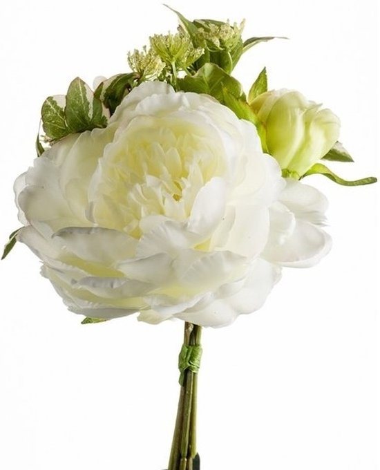 Bouquet de fleurs artificielles blanches 20 cm pivoine / aneth | bol.com