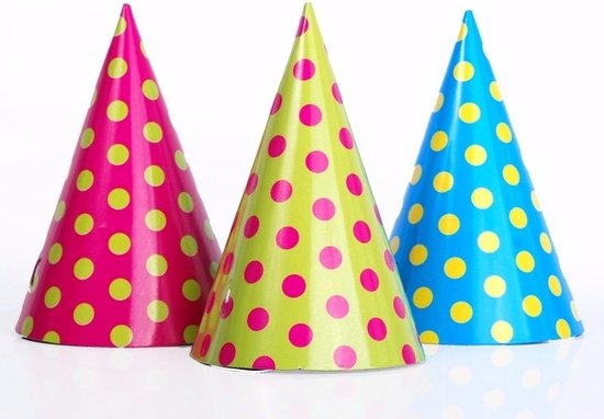 Chapeaux de fête d'anniversaire imprimés, 12 pièces/lot, chapeau en papier  pour enfants adultes, fournitures