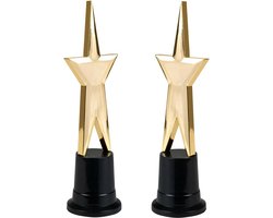 Boland Star award prijs - 2x - gouden ster - 22 cm - kunststof - prijzen - feestartikelen