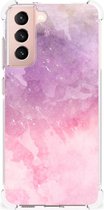 Smartphone hoesje Geschikt voor Samsung Galaxy S21 FE Stevige Telefoonhoesje met transparante rand Pink Purple Paint
