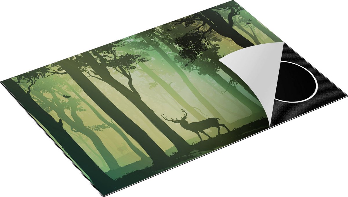 Chefcare Inductie Beschermer Hert in het Bos - Silhouet - 77x51 cm - Afdekplaat Inductie - Kookplaat Beschermer - Inductie Mat