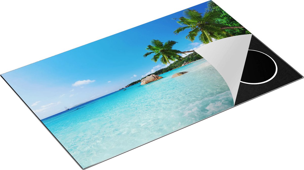 Chefcare Inductie Beschermer Tropisch Strand en Zee - 85x50 cm - Afdekplaat Inductie - Kookplaat Beschermer - Inductie Mat