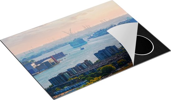 Chefcare Inductie Beschermer Rotterdamse Haven bij het Water - 70x52 cm - Afdekplaat Inductie - Kookplaat Beschermer - Inductie Mat