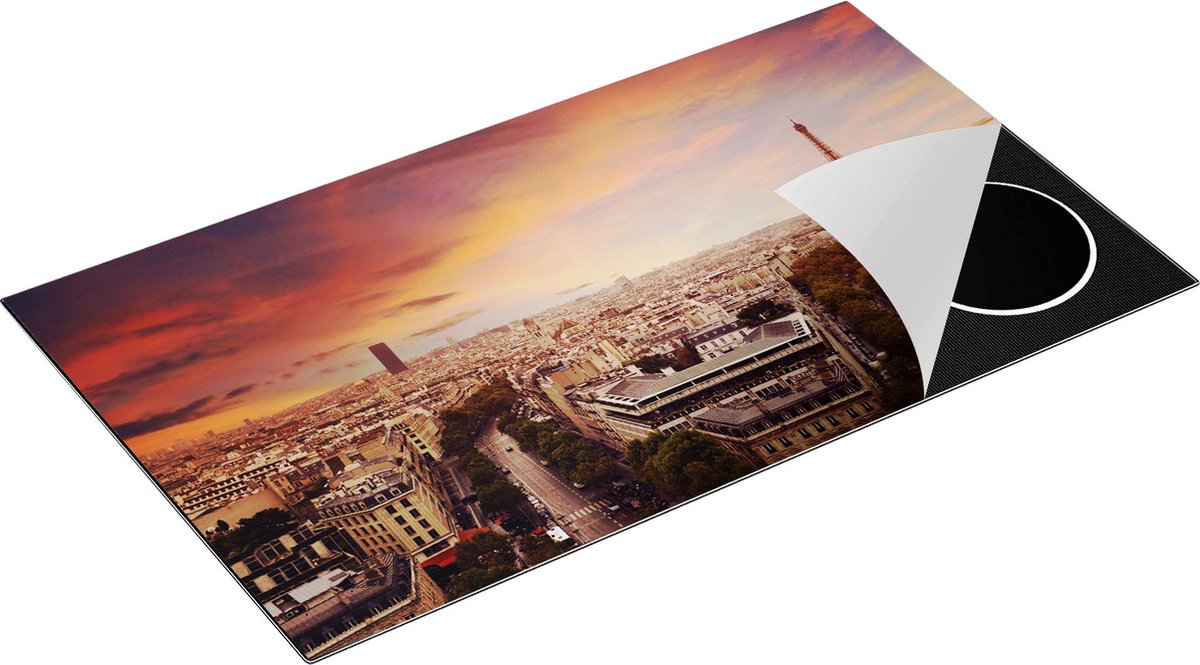 Chefcare Inductie Beschermer Skyline Parijs met Eiffeltoren - 90x50 cm - Afdekplaat Inductie - Kookplaat Beschermer - Inductie Mat