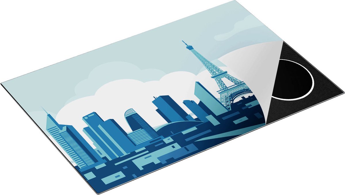 Chefcare Inductie Beschermer Skyline van Parijs - Abstract - 81,6x52,7 cm - Afdekplaat Inductie - Kookplaat Beschermer - Inductie Mat