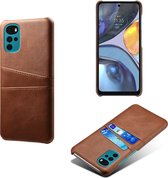 Motorola Moto G22 Hoesje - MobyDefend Lederen Backcover Met Vakjes Voor Pasjes - Bruin - GSM Hoesje - Telefoonhoesje Geschikt Voor Motorola Moto G22