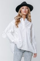 Colourful Rebel Vicky Ruffle Blouse  Wit Dames - Oversized Fit - Katoen - M
