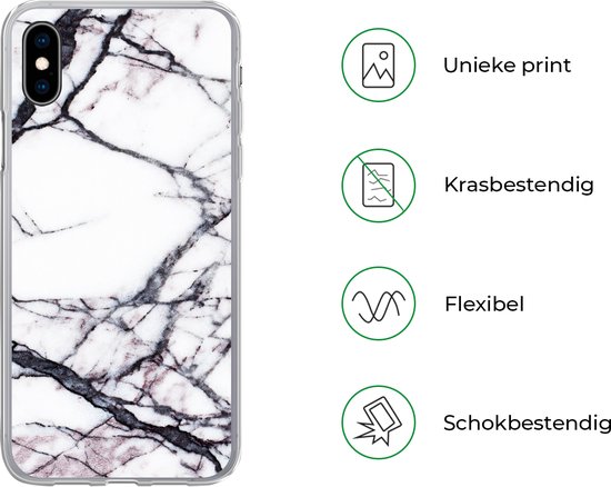 Coque iPhone Xs - Marbre - Wit - Pierre - Coque en Siliconen