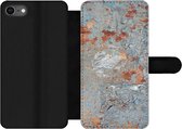 Bookcase Geschikt voor iPhone 8 telefoonhoesje - Roest print - Verf - Metaal - Met vakjes - Wallet case met magneetsluiting