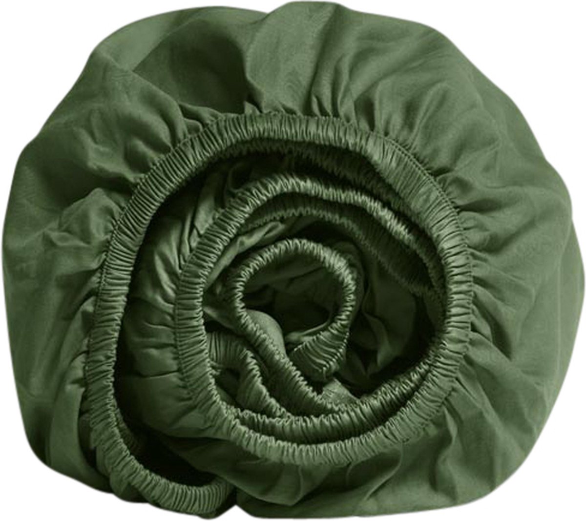 Yumeko hoeslaken katoen satijn mid olive 90x200x30 - Bio, eco & fairtrade