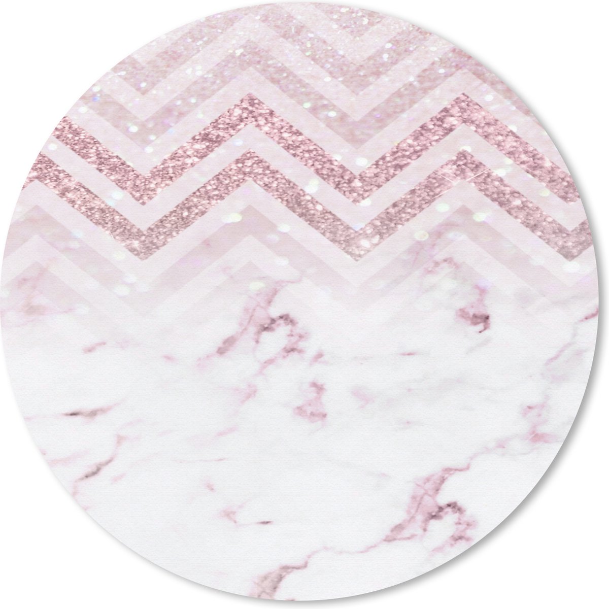 Muismat rond 30x30 cm - Mousepad Marmer - Driehoek - Roze - Ronde muismatten