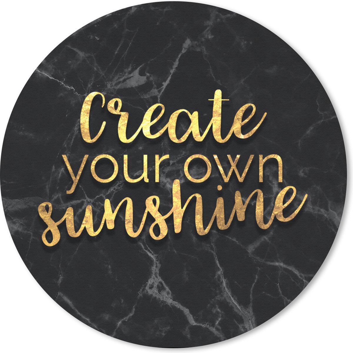 Muismat rond 20x20 cm - Mousepad Quotes - Zon - Goud - Marmer print - Ronde muismatten