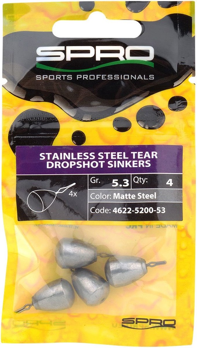 Spro Stainless Steel Tear Dropshot Sinker Matte Steel / 5.3g — afbeelding 2