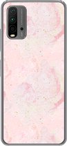 Geschikt voor Xiaomi Redmi 9T hoesje - Marmer print - Roze - Glitter - Goud - Patronen - Siliconen Telefoonhoesje