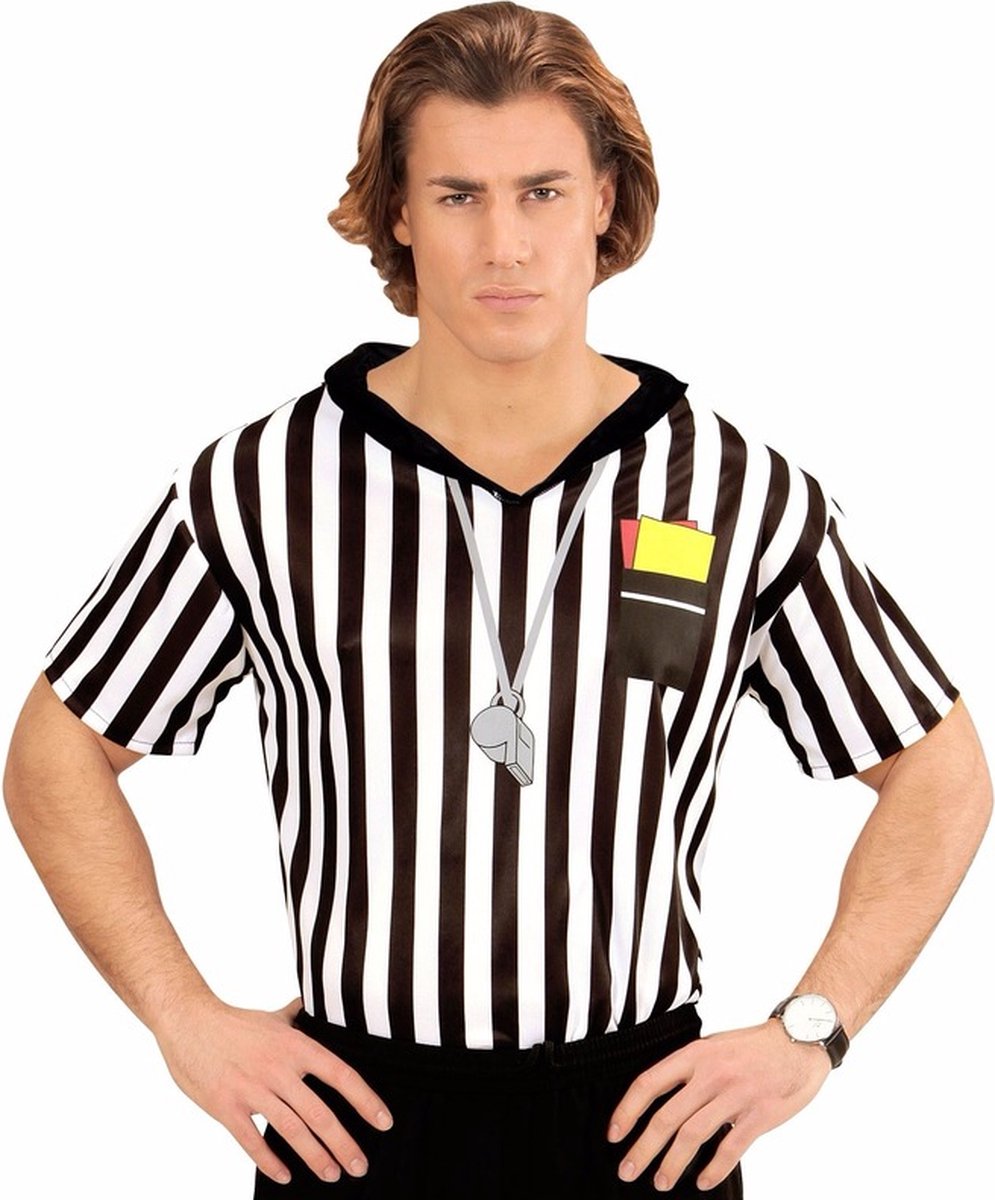 Scheidsrechter verkleedshirt - 1x - zwart/wit - polyester - heren M/L