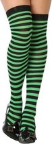 Groen/zwarte gestreepte verkleed kousen voor dames