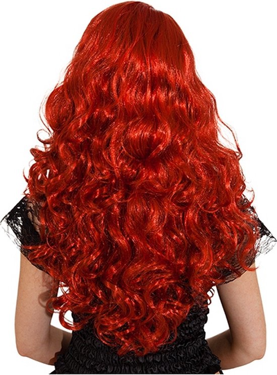 Krullende damespruik met rood haar - Merkloos