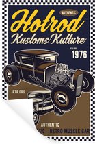 Stickers muraux - Mancave - Voiture - Vintage - Jaune - 40x60 cm - Feuille adhésive