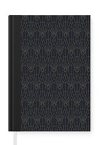 Notitieboek - Schrijfboek - Geometrische vormen - Art deco - Zwart - Gouden - Notitieboekje klein - A5 formaat - Schrijfblok