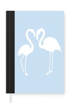Notitieboek - Schrijfboek - Wit - Flamingo - Silhouet - Notitieboekje klein - A5 formaat - Schrijfblok