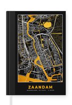 Carnet - Cahier d'écriture - Carte - Zaandam - Or - Zwart - Carnet - Format A5 - Bloc-notes - Plan de la ville