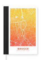 Notitieboek - Schrijfboek - Stadskaart - Brugge - Geel - België - Notitieboekje klein - A5 formaat - Schrijfblok - Plattegrond