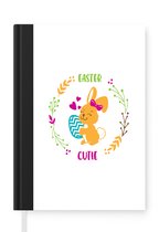 Notitieboek - Schrijfboek - Pasen - Quotes - Easter cutie - Haasje - Krans - Notitieboekje klein - A5 formaat - Schrijfblok