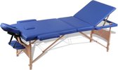 vidaXL - Inklapbare - massagetafel - 3 - zones - met - houten - frame - (blauw)
