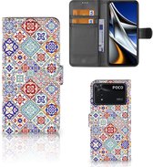 Book Case met foto Xiaomi Poco X4 Pro 5G GSM Hoesje Tiles Color