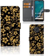 Telefoonhoesje Nokia G50 Bookcase Cadeau voor Oma Gouden Bloemen