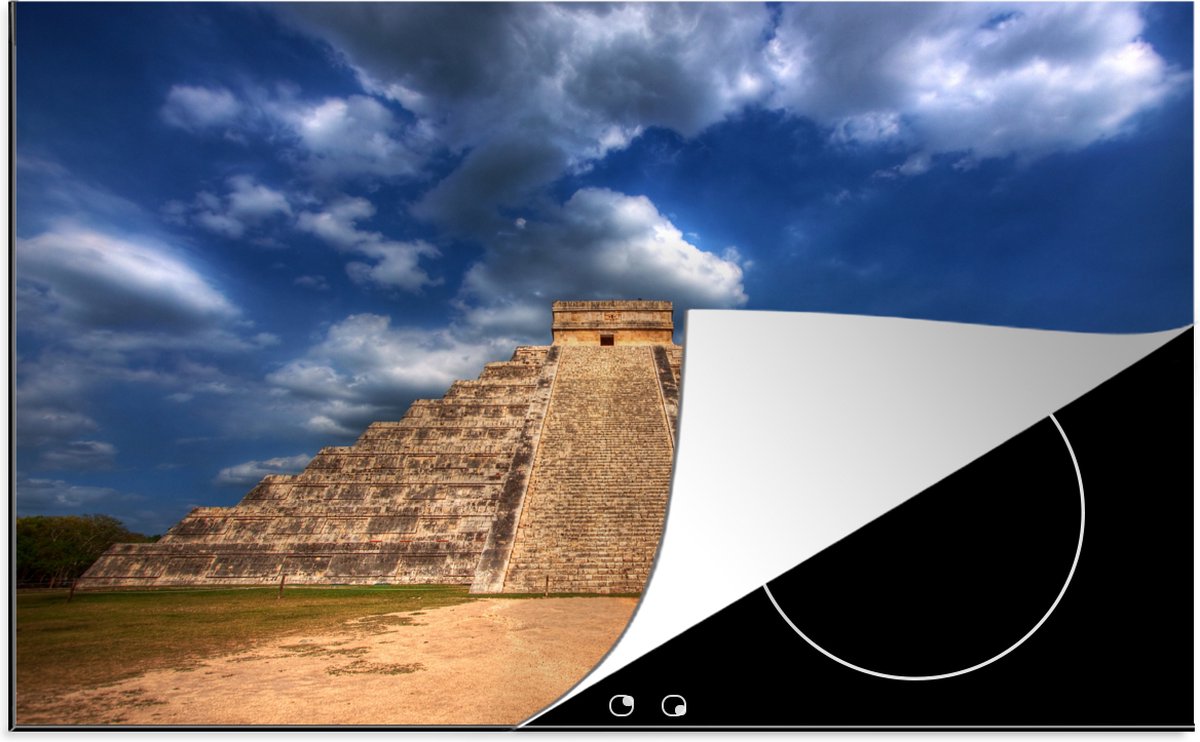 KitchenYeah® Inductie beschermer 81.6x52.7 cm - Maya-piramide van Kukulkan bij Chichén Itzá in Mexico - Kookplaataccessoires - Afdekplaat voor kookplaat - Inductiebeschermer - Inductiemat - Inductieplaat mat - Merkloos