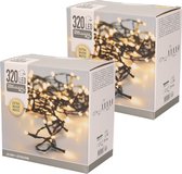 Set van 2x stuks kerstverlichting extra warm wit buiten 320 lampjes 2400 cm - Kerstlampjes/kerstlichtjes/boomverlichting