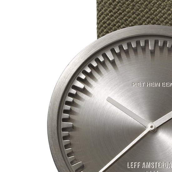 LEFF amsterdam - D38 - Horloge - Cordura - Staal/Groen - Ø 38mm