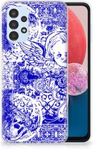 Back Case TPU Siliconen Hoesje Samsung Galaxy A13 4G Smartphone hoesje Angel Skull Blue