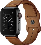 SmartphoneClip® Kalfsleer pinsluiting Apple Watch Bandje Bruin geschikt voor Apple Watch 42mm, 44mm, 45mm, en 49 mm (alle generaties)