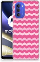 Bumper Hoesje Motorola Moto G51 5G Smartphone hoesje Waves Pink