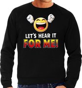 Funny emoticon sweater Lets hear it for me zwart voor heren -  Fun / cadeau trui XXL