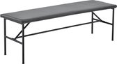 [en.casa] Bankje stof 130x40x45 cm donkergrijs zwart