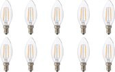 LED Lamp 10 Pack - Kaarslamp - Filament - E14 Fitting - 4W - Natuurlijk Wit 4200K - BSE
