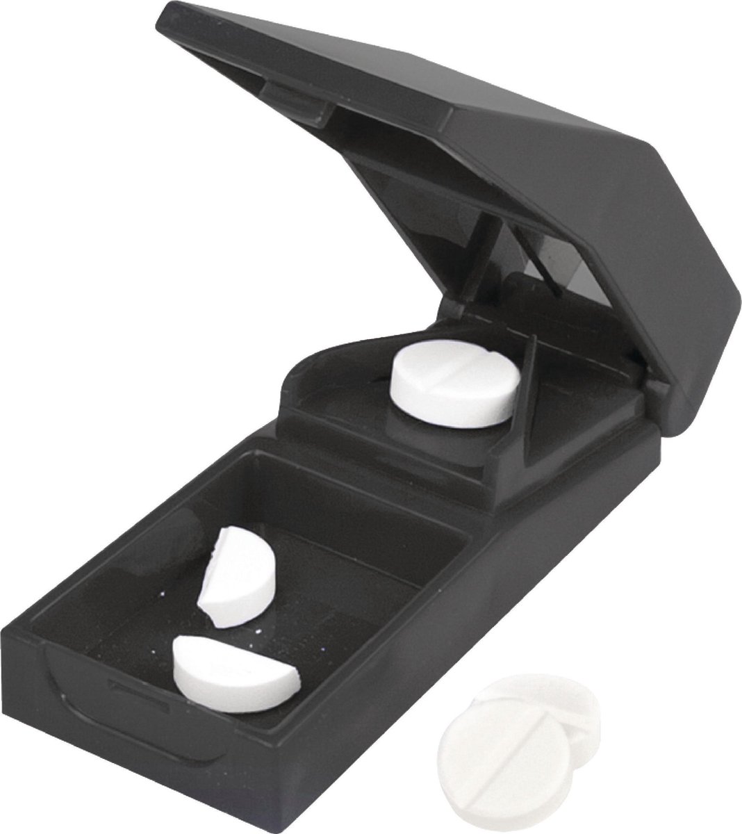 Goedkoopste VITILITY Tabletsplijter - Zwart - Pillendoosje - Pillensnijder