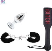 Kinky Secrets Beginner BDSM Set Met Buttplug, Spank Paddle En Handboeien Voor Vrouw Of Man