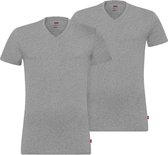 Levi's - T-Shirt V-Hals Grijs 2-Pack - Maat L - Slim-fit