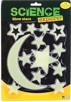 Glow in the dark sterren/maan geel 13 stuks