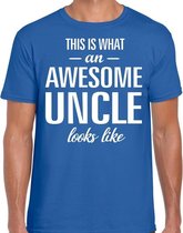 Awesome Uncle / oom cadeau t-shirt blauw heren L