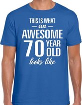 Awesome 70 year / 70 jaar cadeau t-shirt blauw heren L