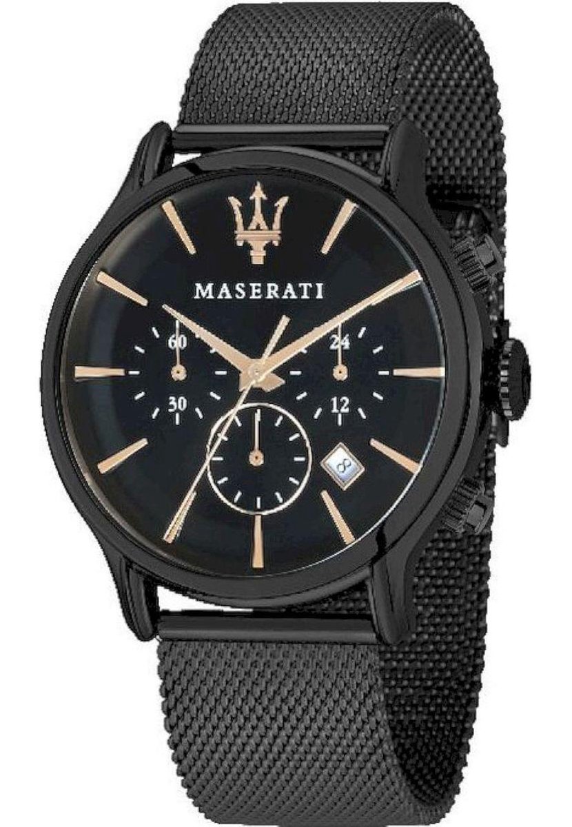 Maserati Epoca Horloge - Maserati heren horloge - Zwart - diameter 42 mm - kleur gecoat roestvrij staal