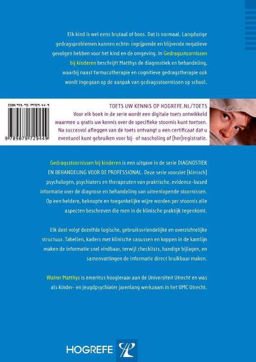 Diagnostiek en behandeling voor de professional  -   Gedragsstoornissen bij kinderen - back cover