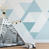 Behang Mountains abstract blue 420 x 280 cm (b x h)