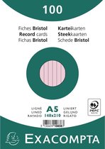 10x Pak 100 steekkaarten in folie - bristol gelijnd niet geperforeerd - 148x210mm, Roze